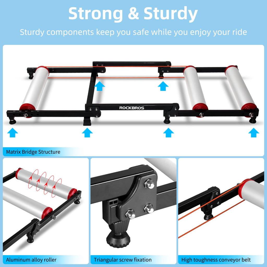 Foldable Adjustable Bike Rollers with Resistance for Indoor Exercise