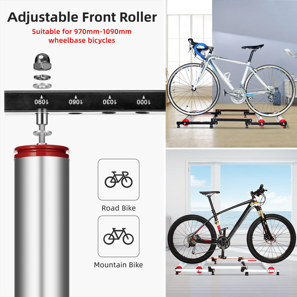 Foldable Adjustable Bike Rollers with Resistance for Indoor Exercise