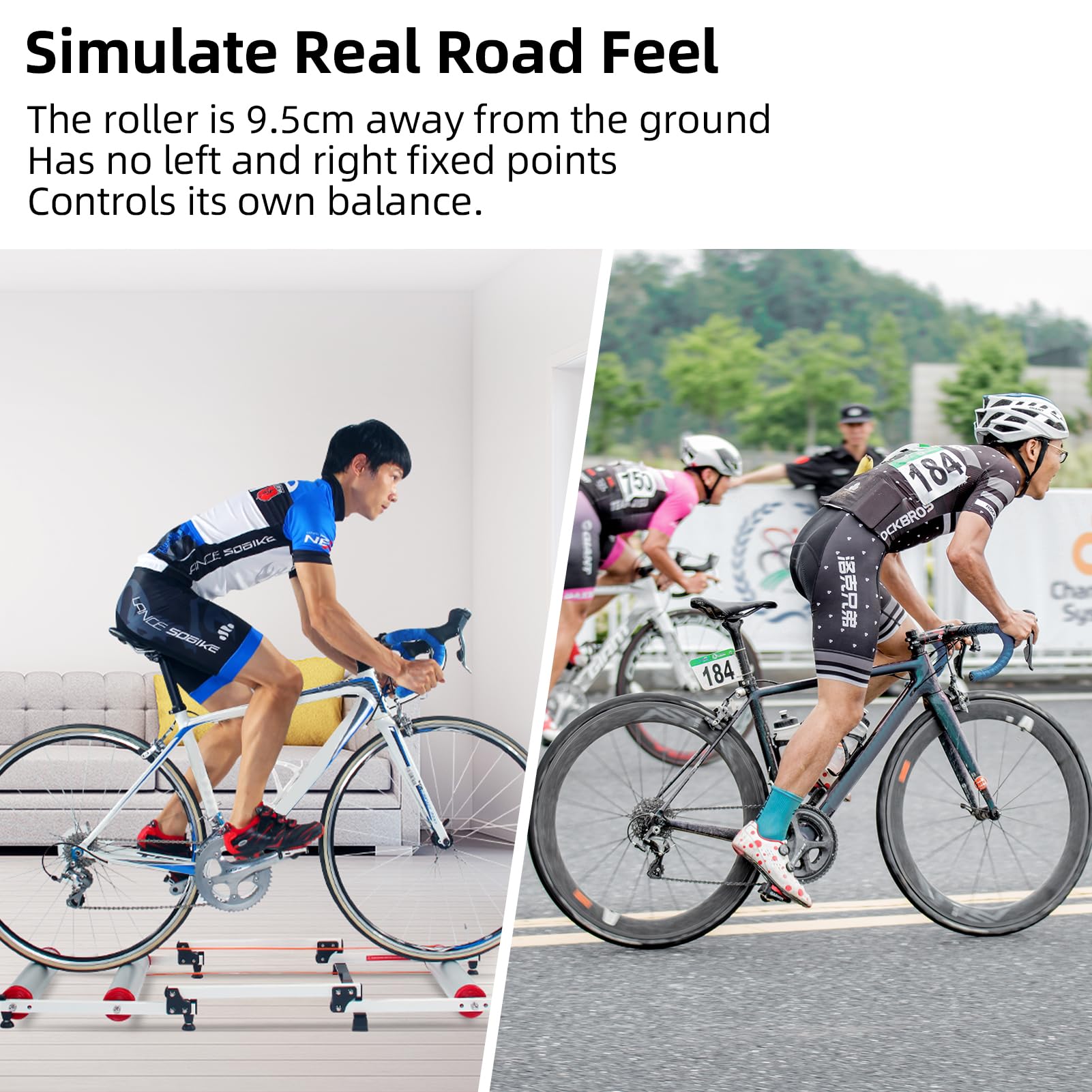 Foldable Adjustable Bike Rollers with Resistance for Indoor Exercise