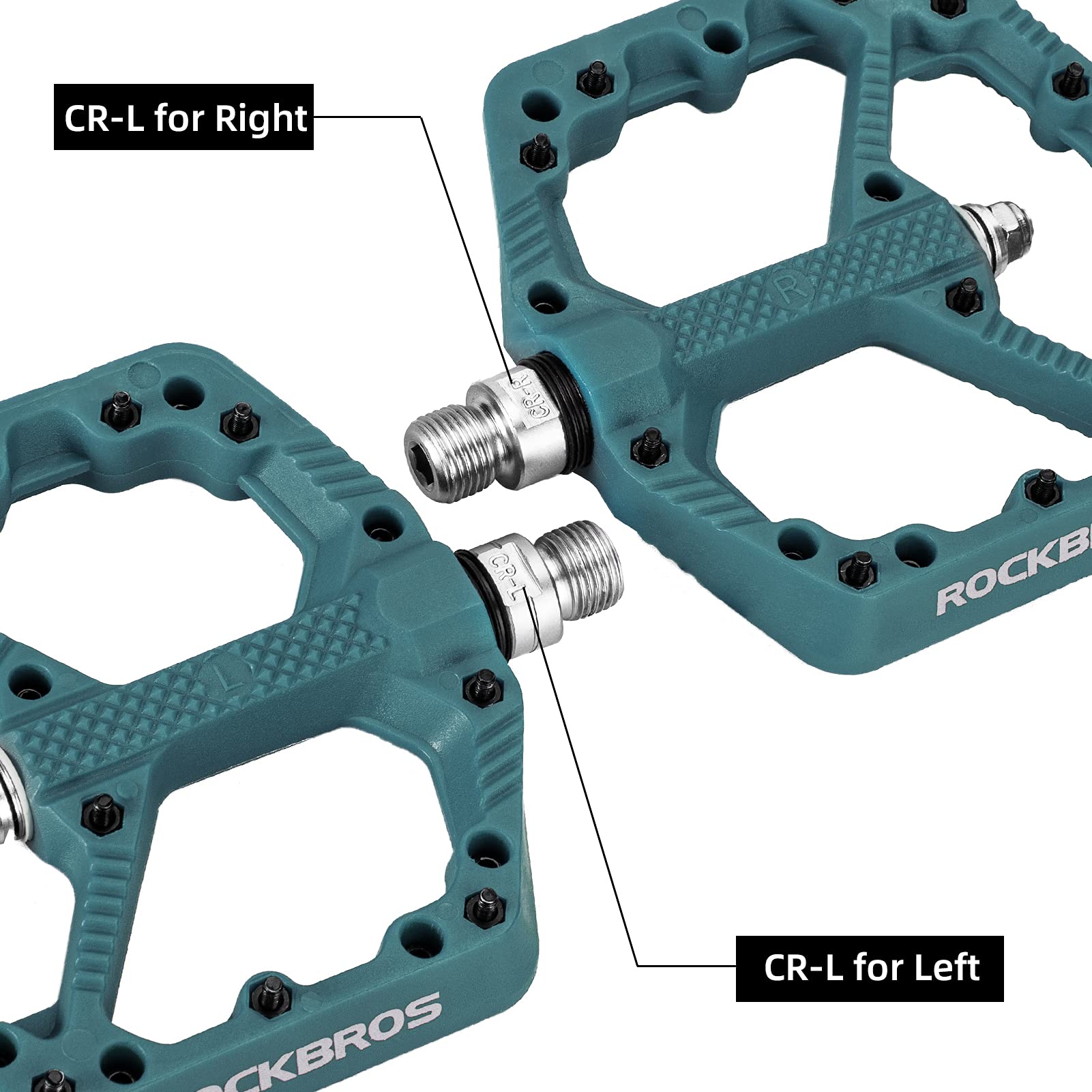 ROCKBROS Mountain Bike Pedals Flat MTB Pedals Nylon Fiber Bicycle Platform Pedals