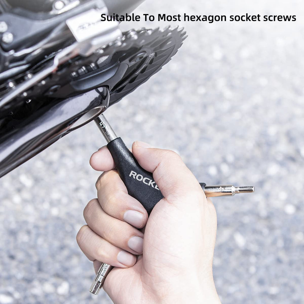 ROCKBROS 3-in-1 Allen Hex Wrench Set, 4/5/6mm Sizes, Black Silver, Steel and PVC