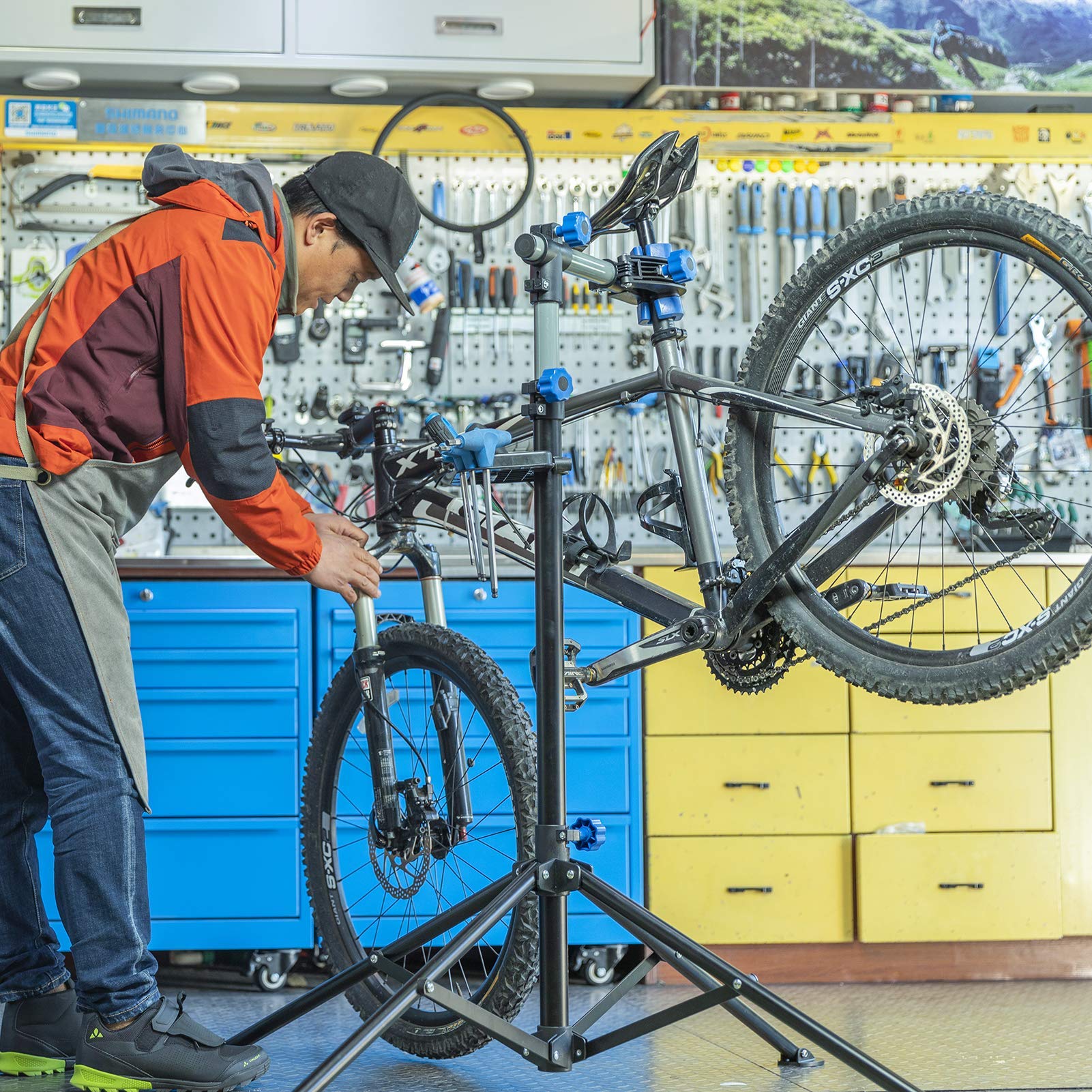 Height-Adjustable Bike Repair Stand for Home Maintenance